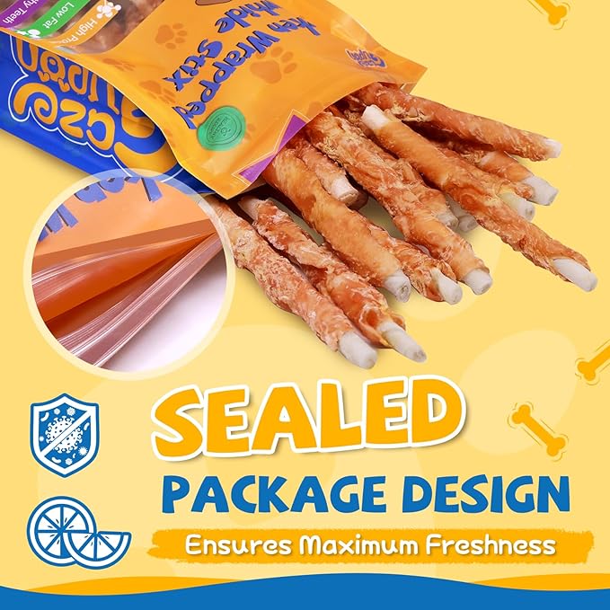 Chicken Wrapped Rawhide Dog Treats,Healthy Training Sticks, Teeth Cleaning Dog Chews w/Glucosamine Chondroitin