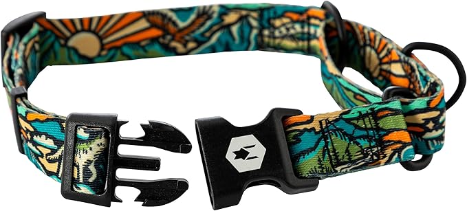 Wolfgang Heavy Duty Martingale Dog Collar with Quick Release Nylon Buckle for Walking & Training, WildWolf Print, Large