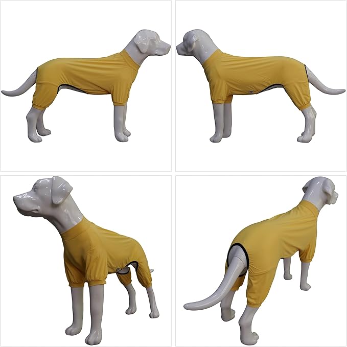 LoveLongLong Dog Jumpsuit with UV Protection and Quick-Dry Fabric for Spring Summer Pet Pajamas Yellow 2XL