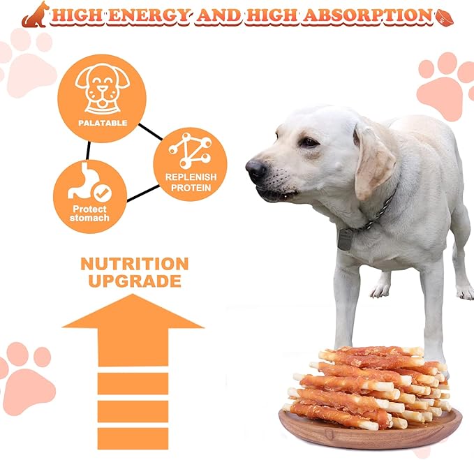 Puppy Training Snacks Dog Chews Treats Chicken Wrapped White Rawhide Sticks 0.5lb