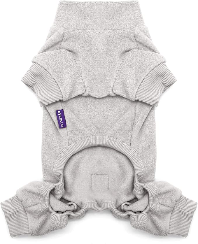 cyeollo Dog Pajamas Fleece Dog Pjs Thermal Dog Onesie Stretchy Jumpsuit Warm Puppy Small Dog Pajamas Cat Apparel Color Grey