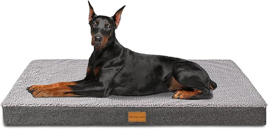 Patas Lague Orthopedic Jumbo Dog Bed for Extra Large Dogs 56''X40'', Soft Comfortable Waterproof Egg Crate Foam Jumbo Pet Beds Mat with Removable Washable Cover, Grey