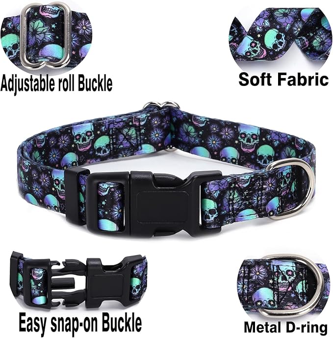 Dog Collars for Large Dogs with Cute Blue Stripes Design for Boys Dog, Adjustable Soft Pet Collar for XS Small Medium Large Dogs (XL)