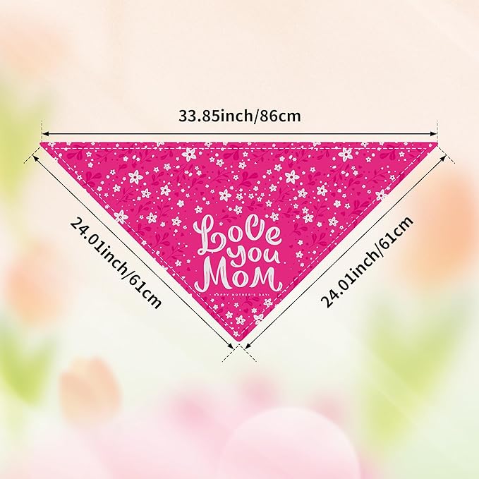 50PCS Mother’s Day Dog Bandanas for Large Extra Large XL XXL Triangle Bibs Head Scarves for Boys Girls Grooming Accessories Costume
