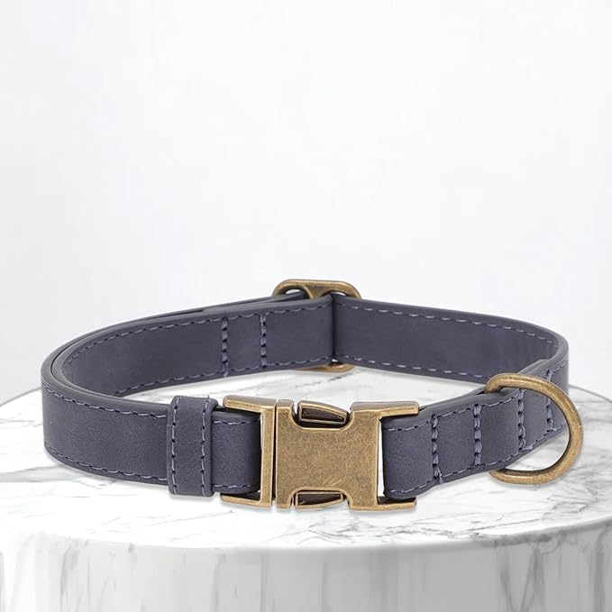 Dog Collar, Soft PU Durable Heavy Duty Dog Collar with Quick Release Metal Buckle, Puppy Collar, Adjustable Collar for Dogs, Small, Blue