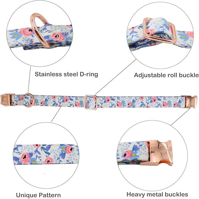 Metal Buckle Dog Collar, Durable Adjustable Dog Collar Soft for Small Medium Large Dogs (M(13-18in), Flower2)