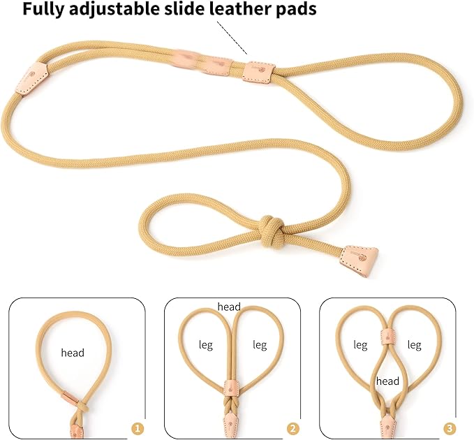 Mile High Life Harness Lead No Pull, All in one Dog Lead 2-in-1, Rope Leash and Harness Two in One, Slip Leash for Puppy Small Dogs Training, 4FT Yellow