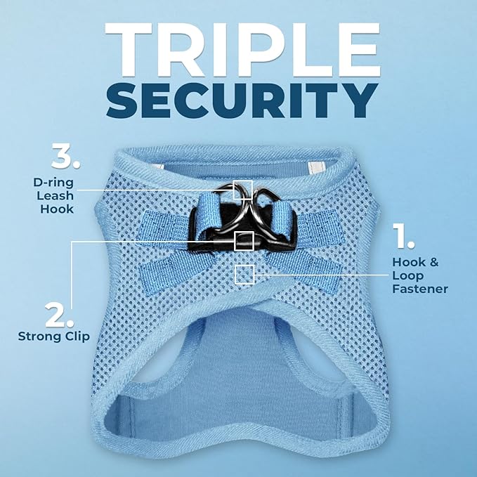 Voyager Step-in Air Cat Harness - All Weather Mesh Step in Vest Harness for Small and Medium Cats by Best Pet Supplies - Set (Baby Blue), XXS