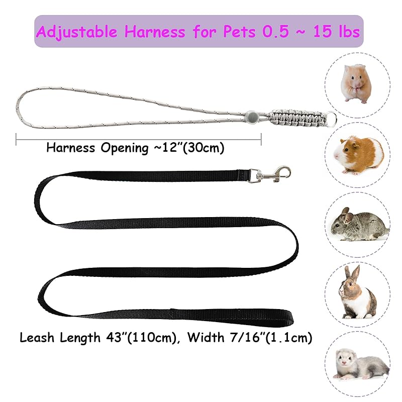 Handmade Figure 8 Harness and Leash for Rabbits/Bunnies/Ferrets/Bearded Dragons/Guinea Pigs/Rats/Chinchillas/Birds/Squirrels/Small Animals.Pack of 2