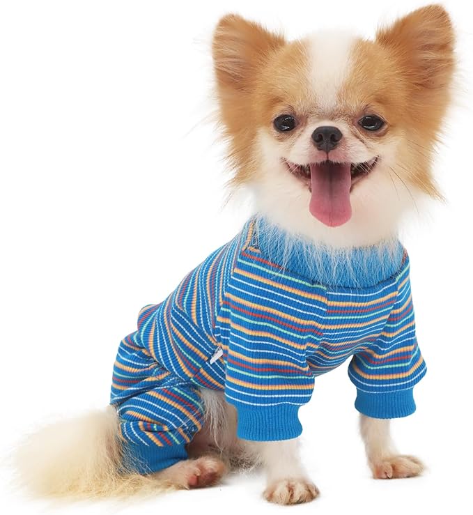 LOPHIPETS Dog Pajama Onesie for Small Chihuahua Yorkie Puppy Cat Clothes Apparel-Blue/S