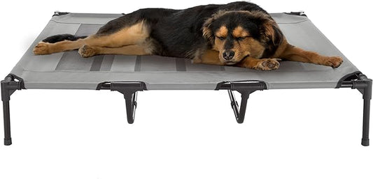 Elevated Dog Bed - 48x35.5-Inch Portable Pet Bed with Non-Slip Feet - Indoor/Outdoor Dog Cot or Puppy Bed for Pets up to 110lbs by PETMAKER (Gray)