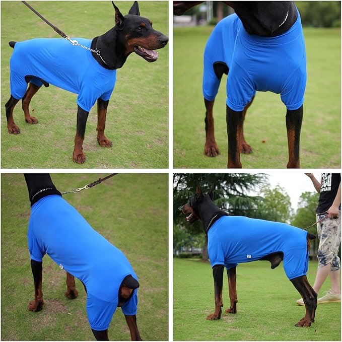 LoveLongLong Dog Jumpsuit with UV Protection and Quick-Dry Fabric for Spring Summer Pet Pajamas Royel Blue S