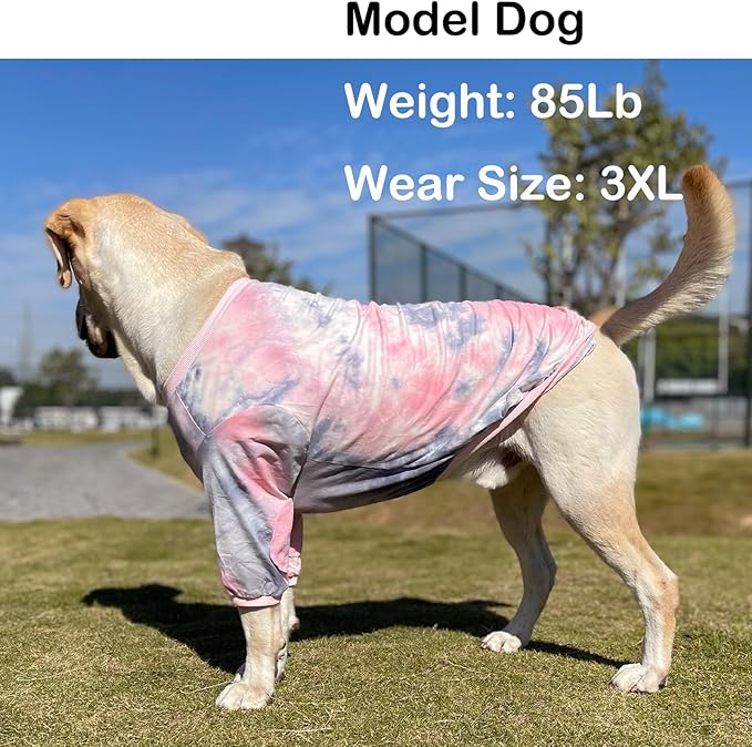 Tie Dye Dog Shirt for Large Dogs Breathable Cotton Dog Clothes Dog Pajamas Big Dogs Shirts Boy Girl 2XL, Pink Tiedye