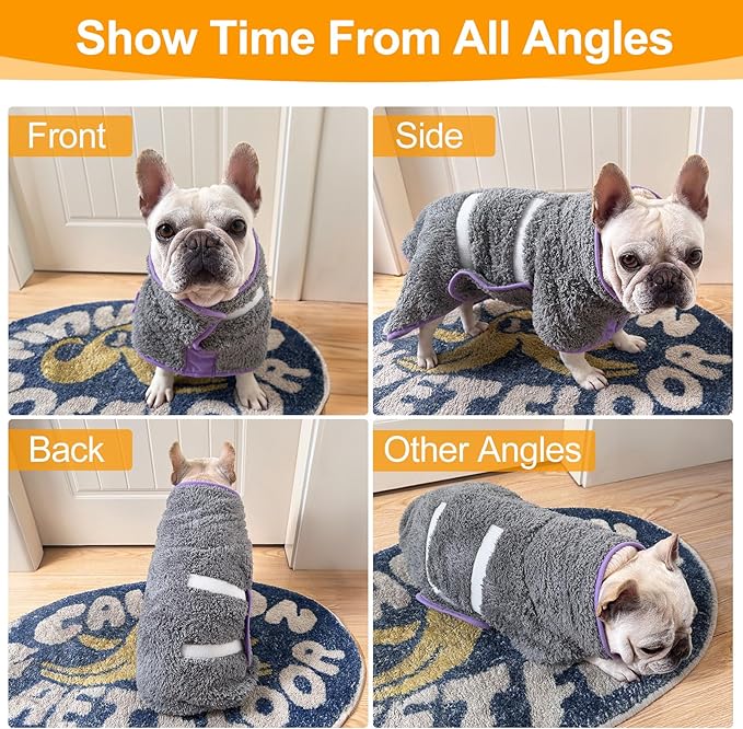 Unicorn Catcher Dog Bathrobe Super Absorbent Towel for Drying Large Dogs Quick Drying Robe After Bath Soft Adjustable Coat to Keep Warm (S-XXL), Small