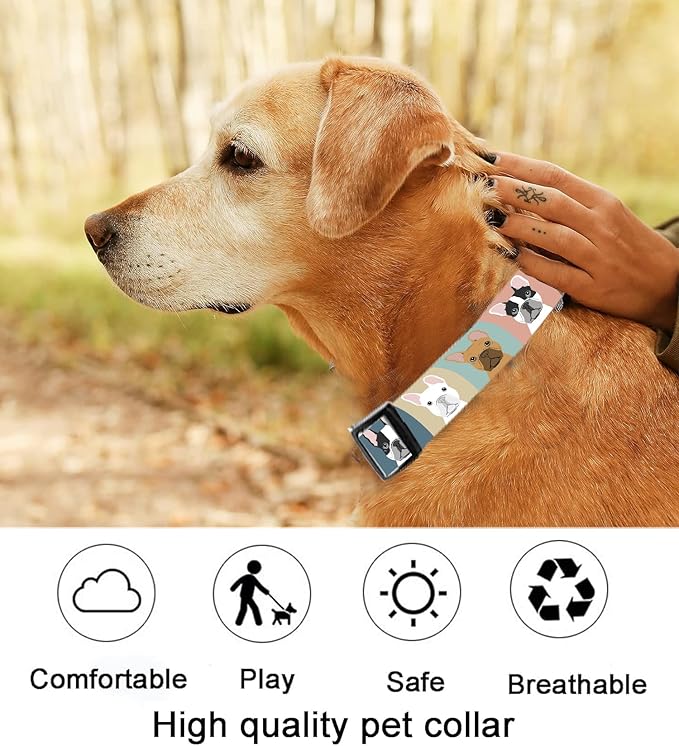 Dog Collar, Cute Dog Collar for Small Medium Large Dogs, Personalized Adjustable Soft Pet Collars with Quick Release Buckle for Walking Running, Cute Dogs