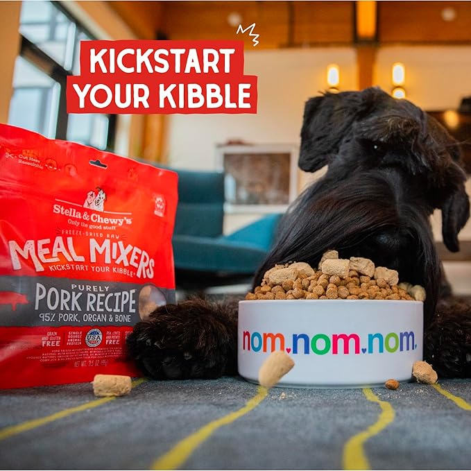 Stella & Chewy's Freeze-Dried Raw Pork Meal Mixers- Dog Food Topper and Mixer - Made with 95% Farm-Raised Pork, Organs & Bone - Perfect for Picky Eaters - Grain-Free - 18 oz