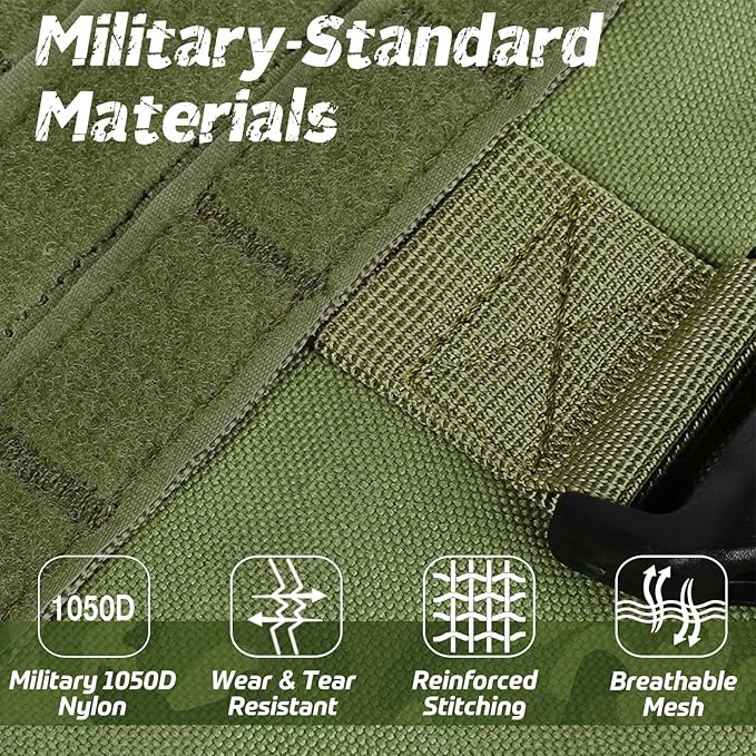 rabbitgoo Tactical Dog Harness for Small, Heavy Duty Pet Harness with Handle, No-Pull Service Vest Small Breed, Adjustable Military Dog Vest for Training Hunting Walking, Green, S