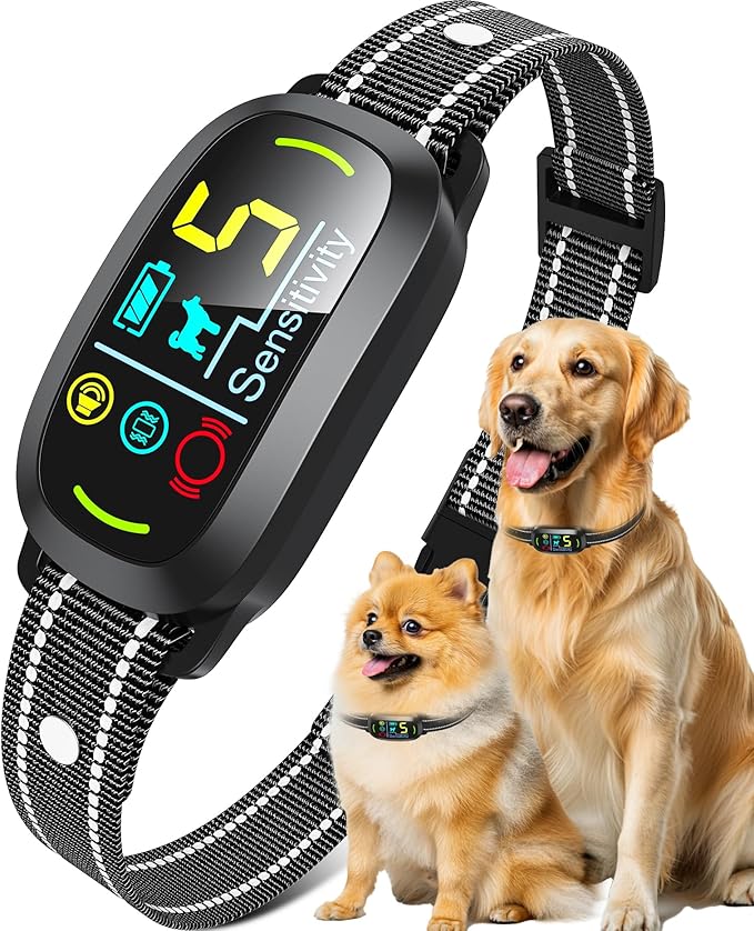 Smart AI Bark Collar for Large Medium Small Dogs, Anti Barking Device with 5 Training Modes, Exclusive Forced Bark-Stopping, Rechargeable Dog Bark Collar with 5 Sensitivity & IP67 Waterproof