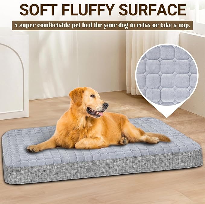 Heeyoo Large Dog Bed, Inflatable Dogs Bed for Large Dogs with Removable & Washable Cover, Orthopedic Dog Crate Pad with Anti-Slip Bottom, Portable Foldable Pet Bed for Indoor & Outdoor, Travel