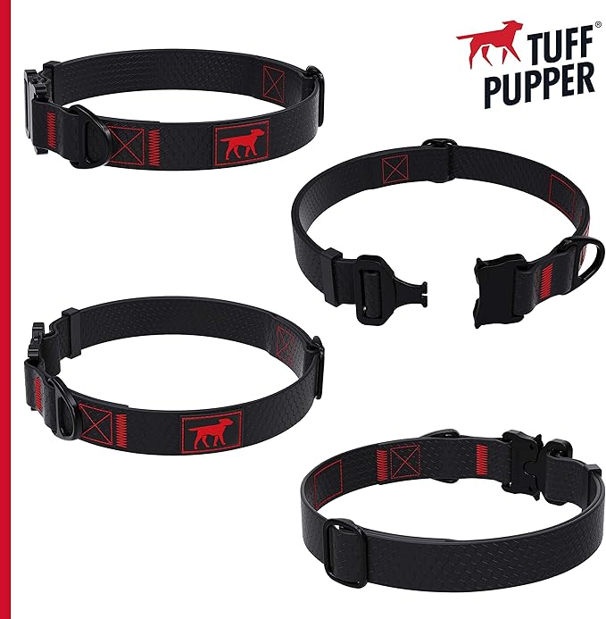 Tuff Pupper Waterproof Action Collar for Dogs | Heavy Duty Water Proof Dog Collar | Tear Proof & Odor Free | Rust-Proof Metal Hardware | Tactical Quick Release Buckle | for Adventurous, Active Dogs