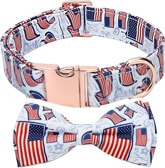 Adjustable Bow Tie Dog Collar Printed Cute Patterns Spring Summer Soft Pet Collars for Small Medium Large Dogs