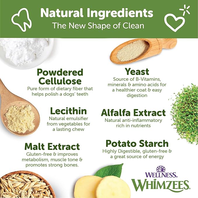 Whimzees Wellness Brushzees Dog Dental Treats, Natural Chews, Large Size Stick, (6 Count)