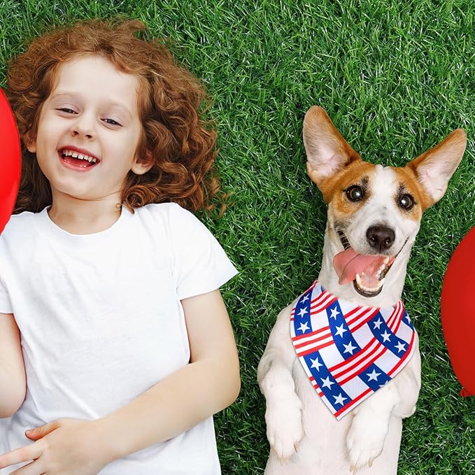 Sanwuta 72 Pcs Dog Bandana Bulk Washable Puppy Triangle Scarfs Cat Bandanas Adjustable Soft Cute Pet Triangle Bibs Accessories for Small Medium Dogs Cats Pets Costume(Independence Day Pattern)