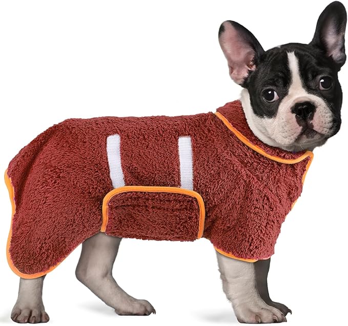 Bienbee Dog Bathrobe, Quick Drying Super Absorbent Dog Robes for After Bath, Warm Keeping Dogs Towel, Dogs Bath Supplies, Red M