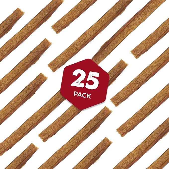 Best Bully Sticks 6 Inch Bully Sticks - 25 Count (Pack of 1) - Natural, Easily Digestible, 100% Grass-Fed, Grain and Rawhide Free