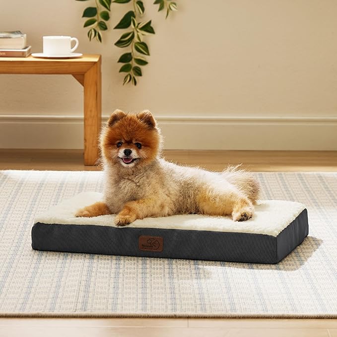 Bedsure Dog Bed for Small Dogs - Orthopedic Waterproof Puppy Beds with Removable Washable Cover, Egg Crate Foam Pet Mat, Suitable for Pet Up to 20 lbs