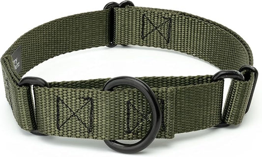 Country Brook Petz Martingale Dog Collar - Heavy-Duty Training Collar with No Buckle - Service Dog Collar for All Pups - Vibrant, Colorful Collection (Dark Olive Drab, 3/4 Inch, Small)