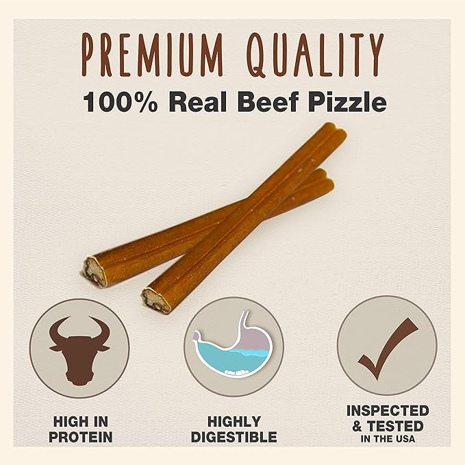 Cadet Bully Sticks for Small Dogs, All-Natural Beef Pizzle, Rawhide-Free Long-Lasting Dog Chews for Aggressive Chewers, 1 Pound