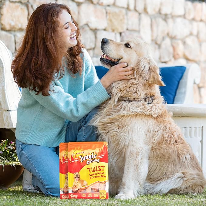 Jungle Calling Dog Treats, Skinless Chicken Wrapped Sweet Potato, Gluten and Grain Free, Chewy Dog Bites for Balanced Nutrition, 10.6 oz