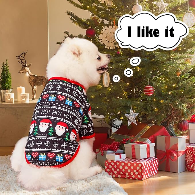 6 Pieces Christmas Dog Clothes for Small Dogs, Soft and Breathable Pet Shirt, Winter Puppy Kitten Vest Printed Dog Shirts, Christmas Snowman Santa Claus Reindeer T-Shirts for Pet Dogs Cats