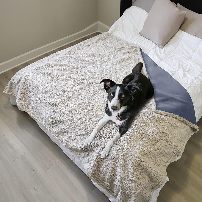 Kritter Planet Large Waterproof Bed Blanket for Intimacy, King Size Love Couples Bed Cover Leakproof, Reversible Protector Furniture Couch Cover for Dogs Pets, Washable, Stain Proof, Hair Resistant