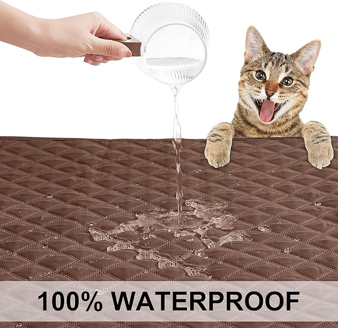NICETOWN Dog Bed Cover for Pets Blankets Rug Pads for Couch Protection Waterproof Bed Covers Dog Blanket Furniture Protector Reusable Changing Pad, 62 x 82 inch, 1 Panel, Chocolate/Sand