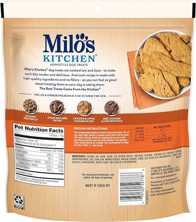 Milo's Kitchen Homestyle Dog Treats, Chicken Jerky, 8.5 Ounce, High Protein, No Artifical Flavors