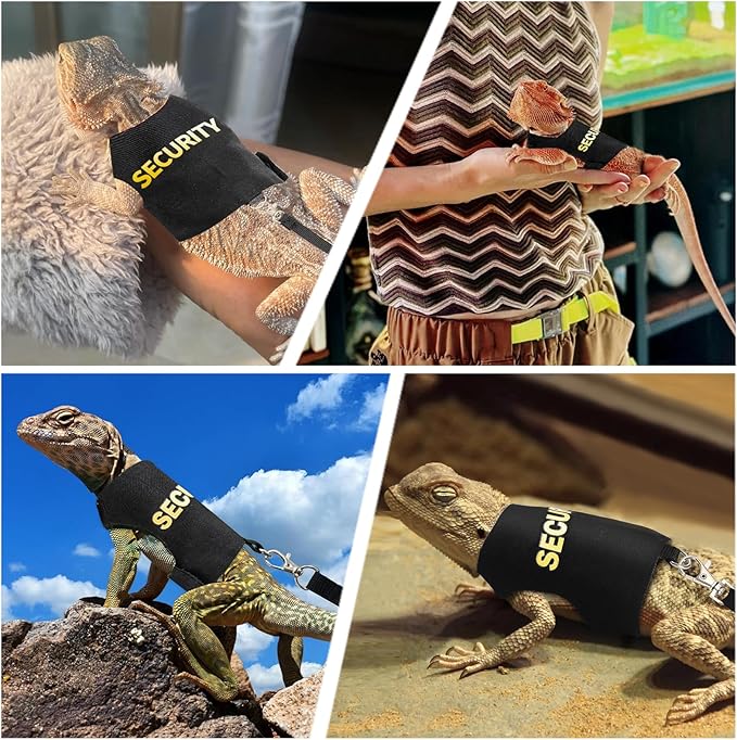 Bearded Dragon Harness and Leash Set,Bearded Dragon Clothes Escape Proof Lizard Reptile Small Animal Adjustable Harness and Leash Rope for Walking Outdoor