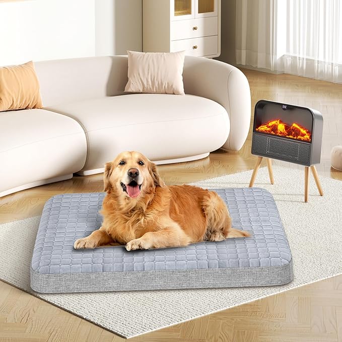 Heeyoo Large Dog Bed, Inflatable Dogs Bed for Large Dogs with Removable & Washable Cover, Orthopedic Dog Crate Pad with Anti-Slip Bottom, Portable Foldable Pet Bed for Indoor & Outdoor, Travel