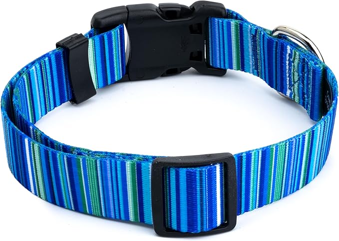 Country Brook Petz - Deluxe Blue Serape Dog Collar - Made in The U.S.A. - Country and Western Collection Featuring Rustic Designs (1 Inch, Medium)