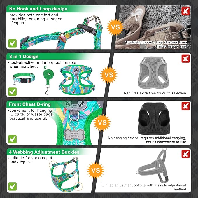 BEAUTYZOO Step in Dog Harness Collar and Leash Set for Small Medium Large Dogs, No Pull No Choke Puppy Harness, Soft Mesh Reflective Pet Padded Vest Adjustable for Doggie Girl or Boy,French Bulldog