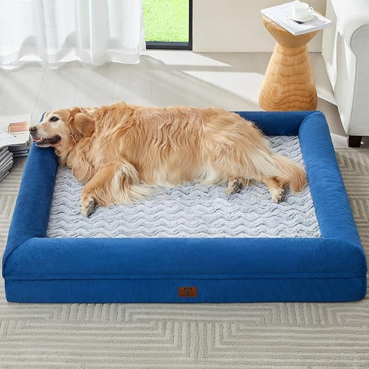 WNPETHOME Orthopedic XXXL Big Dog Bed, Washable Dog Couch with Removable Waterproof Cover, Large Pet Sofa Bed with Bolster Sides for Sleeping
