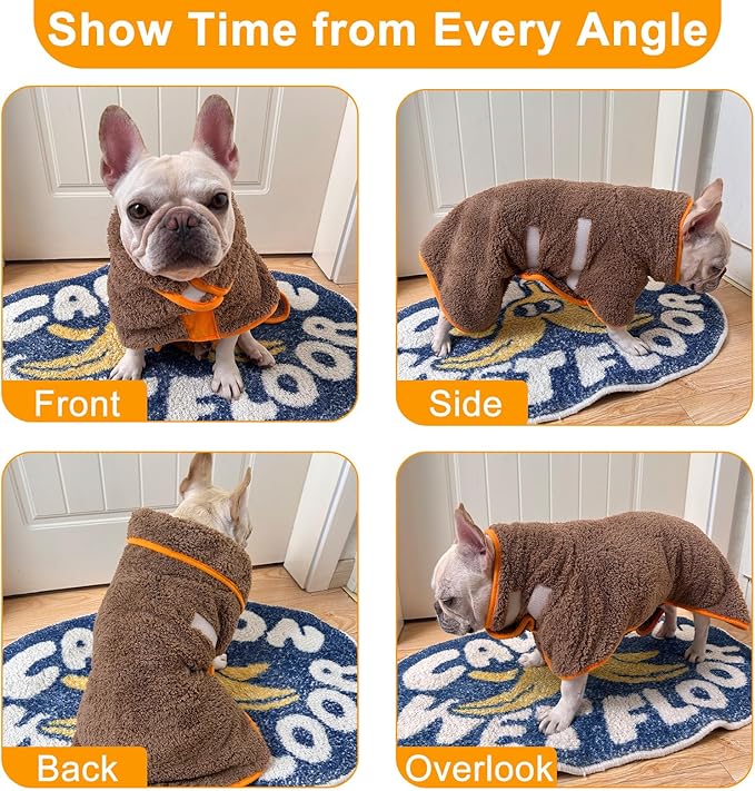 Dog Bathrobe Super Absorbent Dog Towels for Drying Dogs Large Quick Drying Dog Robes for After Bath Soft Dog Drying Towel Adjustable Dog Drying Coat to Keep Dog Warm(S-XXL)