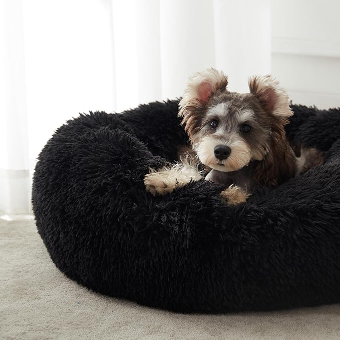 WESTERN HOME WH Calming Dog Bed & Cat Bed, Anti-Anxiety Donut Dog Cuddler Bed, Warming Cozy Soft Dog Round Bed, Dog Cat Cushion Bed for Small Medium Dogs and Cats