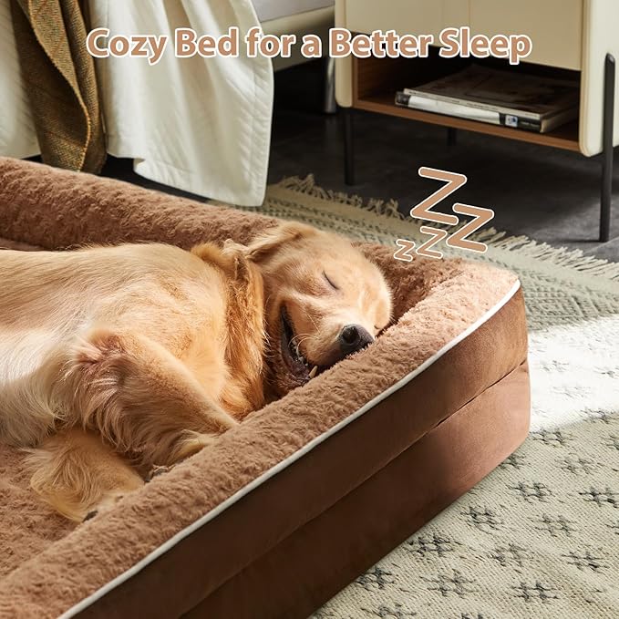 WNPETHOME Dog Bed for Extra Large Dogs, Washable Dog Bed with Waterproof Lining & Non-Skid Bottom, Orthopedic Egg Foam Couch for Pet Sleeping, Pet Bed