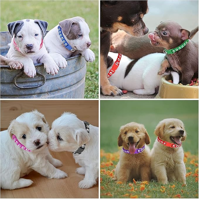 12 Pack Puppy Collars for Litter, Adjustable Puppy ID Collars Soft Nylon Whelping Collars for Newborn Litter Pets Medium