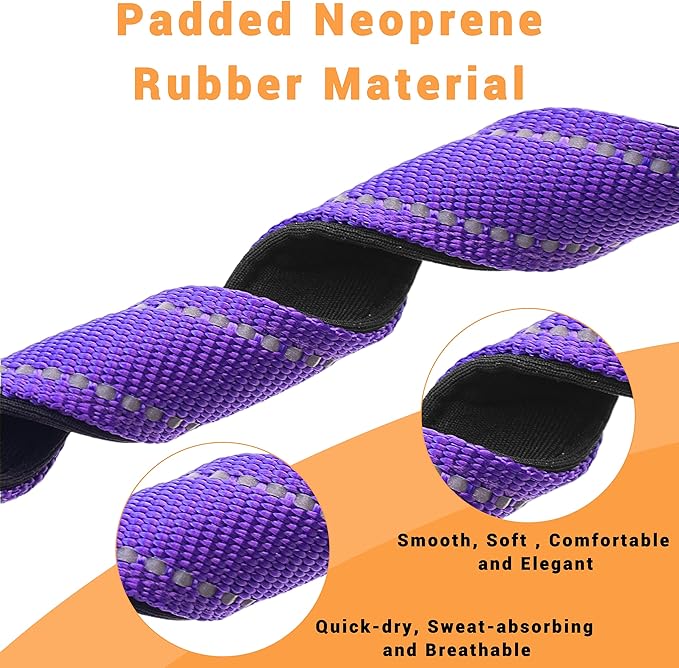 2 Pack Reflective Dog Collar with Safety Locking Buckle, Adjustable Soft Breathable Comfortable Nylon Pet Collar for Small, Medium and Large Dogs, Purple, XL