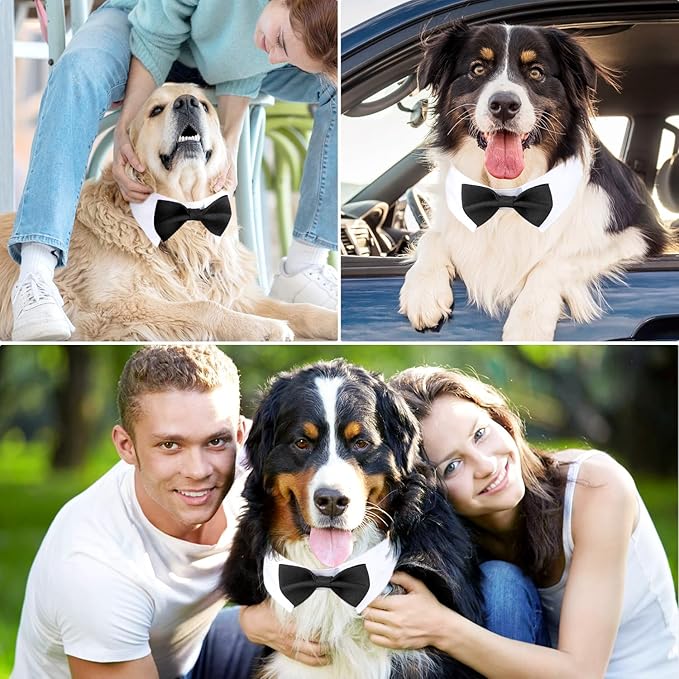 Segarty Dog Bow Tie, Adjustable Black Bowtie Collar for Extra Large Dogs, Dog Neck Tie Tuxedo Comfortable Cotton Boy Pets Grooming Accessories for Formal Wedding Holiday Birthday Gift Party