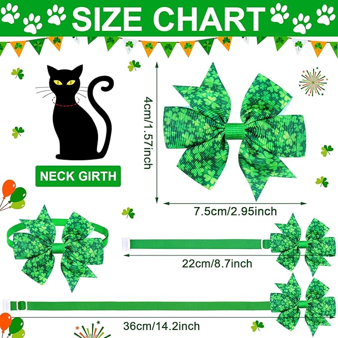 40 Pcs St Patrick's Day Bow Ties for Dogs Cat Basic Bowties Collars Puppy Kitten Neck Accessories for Festival Holiday Party Grooming Accessories(Shamrock)