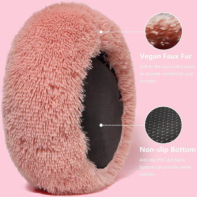 Puppy Beds for Small Dogs Washable 23 Inches Deep Sleep Calming Bed for Girls Chihuahua,Pet Dog Beds Fits up to 20 lbs Pets Beds Machine Washable Dog Bed,Pink